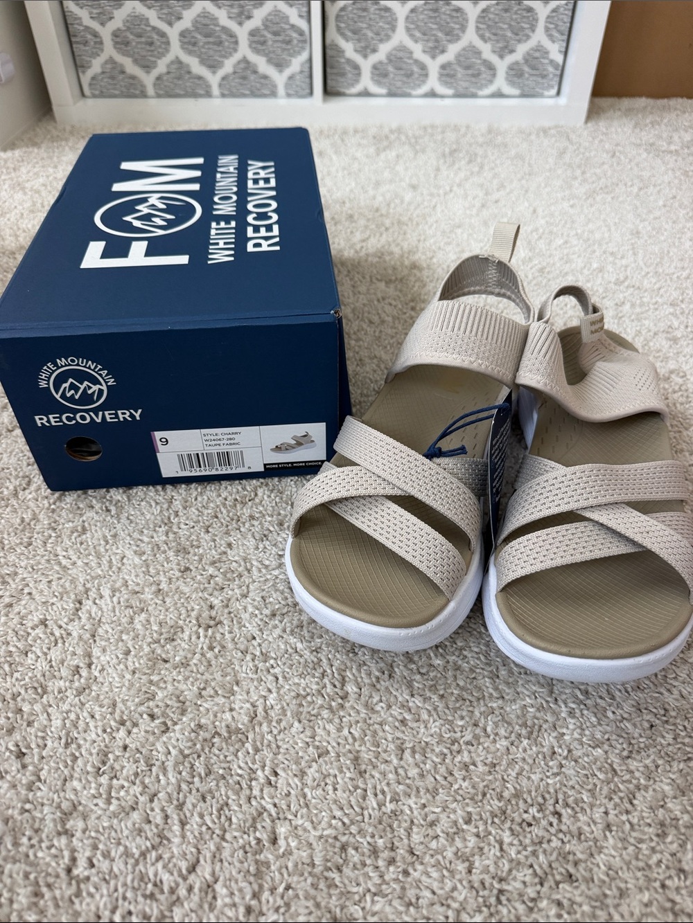 White Mountain Charry Beige/Tan Strappy Comfort Sandals for Women